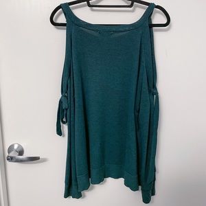 Belle + Sky Green Off the Shoulder Sweater XL